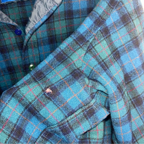 Pendleton Pure Virgin Wool Blue and Green Plaid Button Down Women’s Size Large - Picture 5 of 15